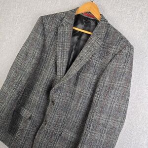 Dobell Harris Tweed Gray Twill Dress Blazer Mens Sz 46L 100% Wool
